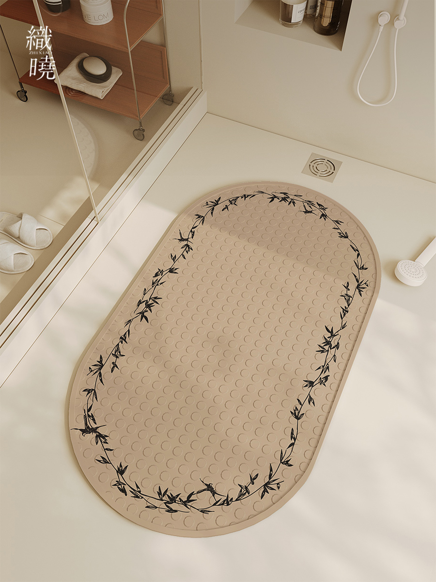 新中式風格防滑腳墊 家用衛浴防摔門墊 吸盤隔水可手洗