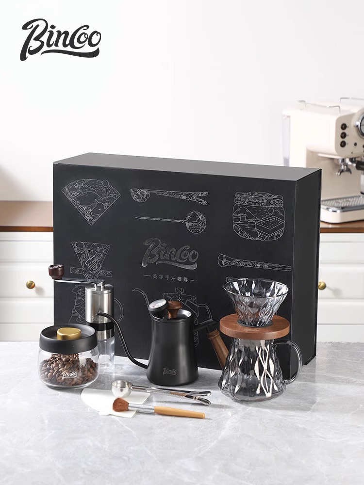 bincoo 手衝咖啡禮盒 北歐復古手磨咖啡機全套禮盒 戶外沖泡分享壺濾杯