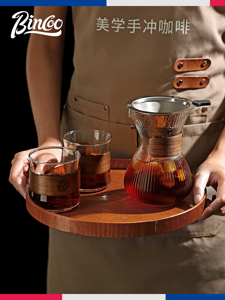 bin coo美式風格玻璃分享壺套裝器具咖啡愛好者手衝咖啡壺