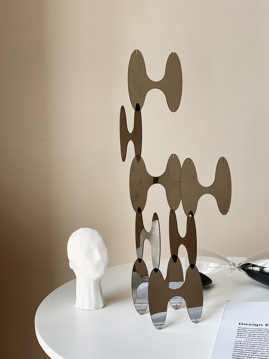 鏡面藝術感電鍍金屬擺件 套組裝飾桌面幾何北歐風