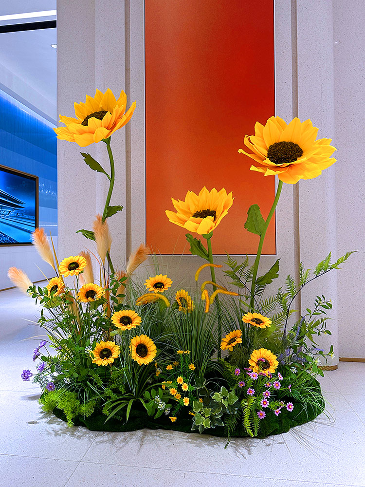 風格落地假花decor塑料仿真向日葵樣板間售樓處用