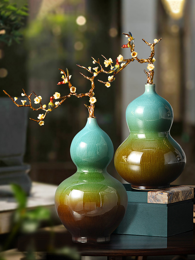 新中式陶瓷葫蘆擺件精緻琺琅彩時尚裝飾家居客廳擺飾禮品 (8.1折)
