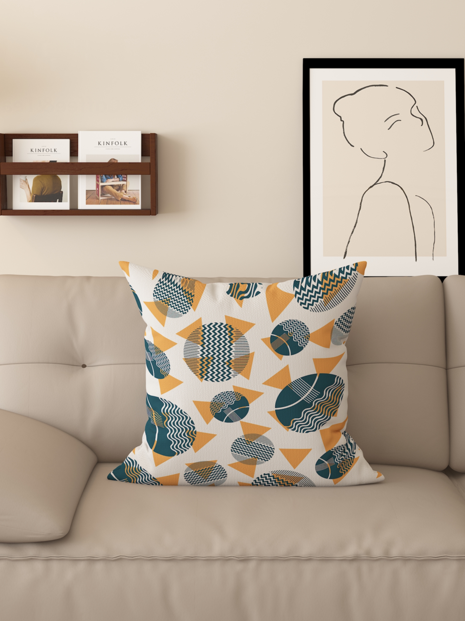 北歐風格簡約客廳沙發靠枕抱枕格紋麋鹿靠背墊臥室床上枕頭套 (2.9折)