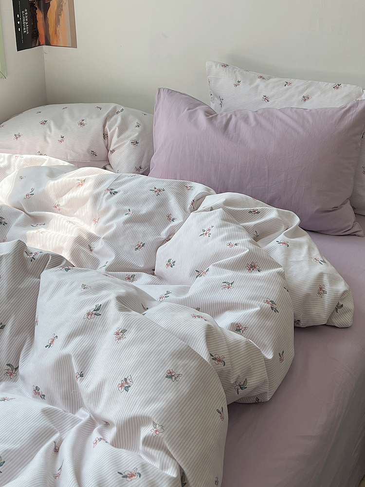 田園風100純棉四件套親膚舒適適合裸睡多款花色可選適用多種床型