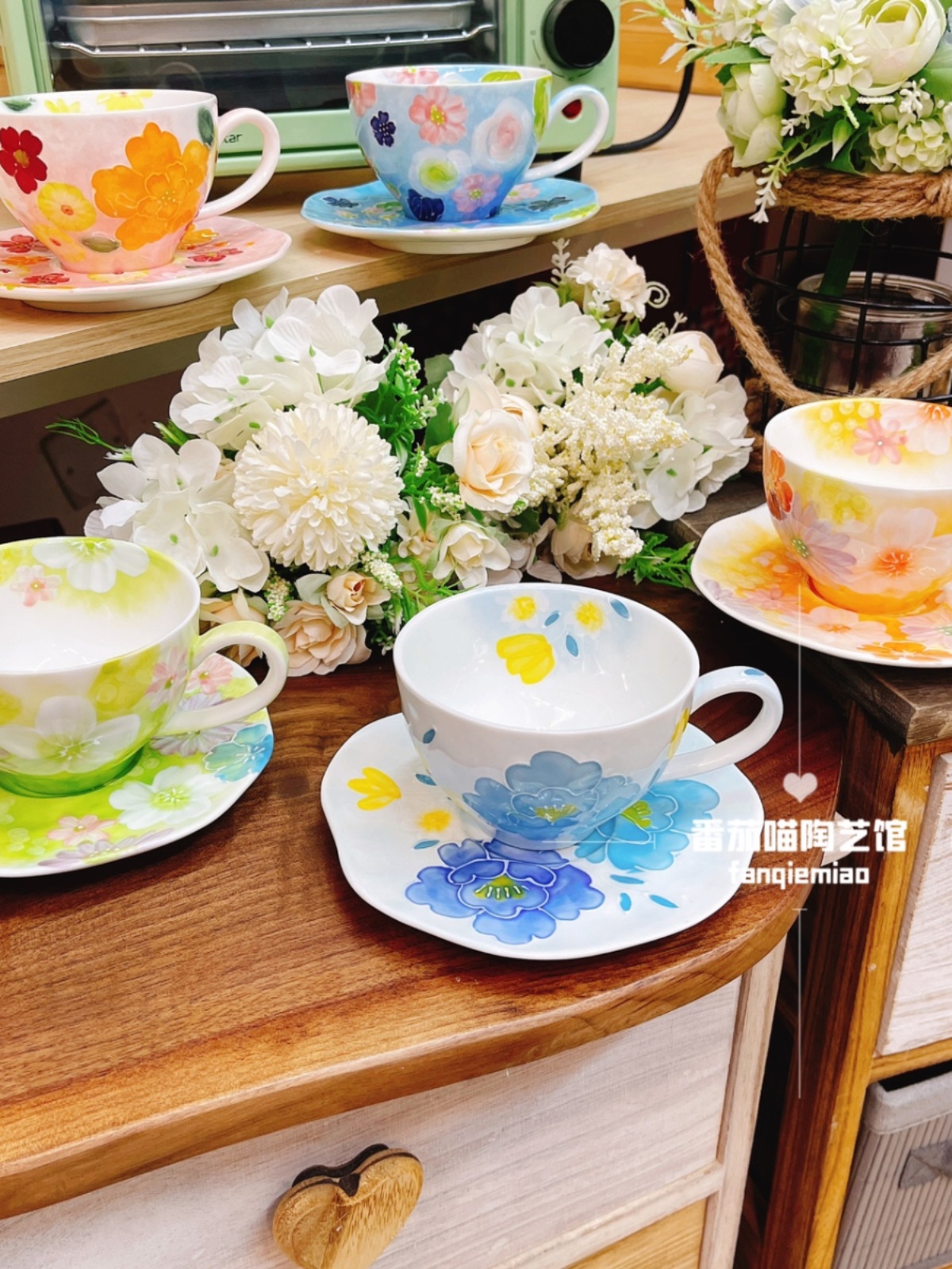 風格清新日式瀨戶燒咖啡杯套裝陶瓷杯子水杯奶茶下午茶杯碟釉下彩家用餐具