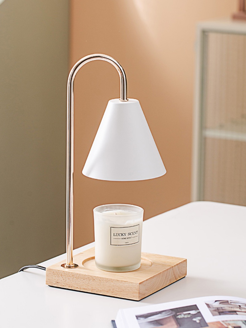 北歐浪漫香薰融蠟燈調光開關木質燈身鐵質燈罩可用於臥室書房客廳等空間送禮佳品