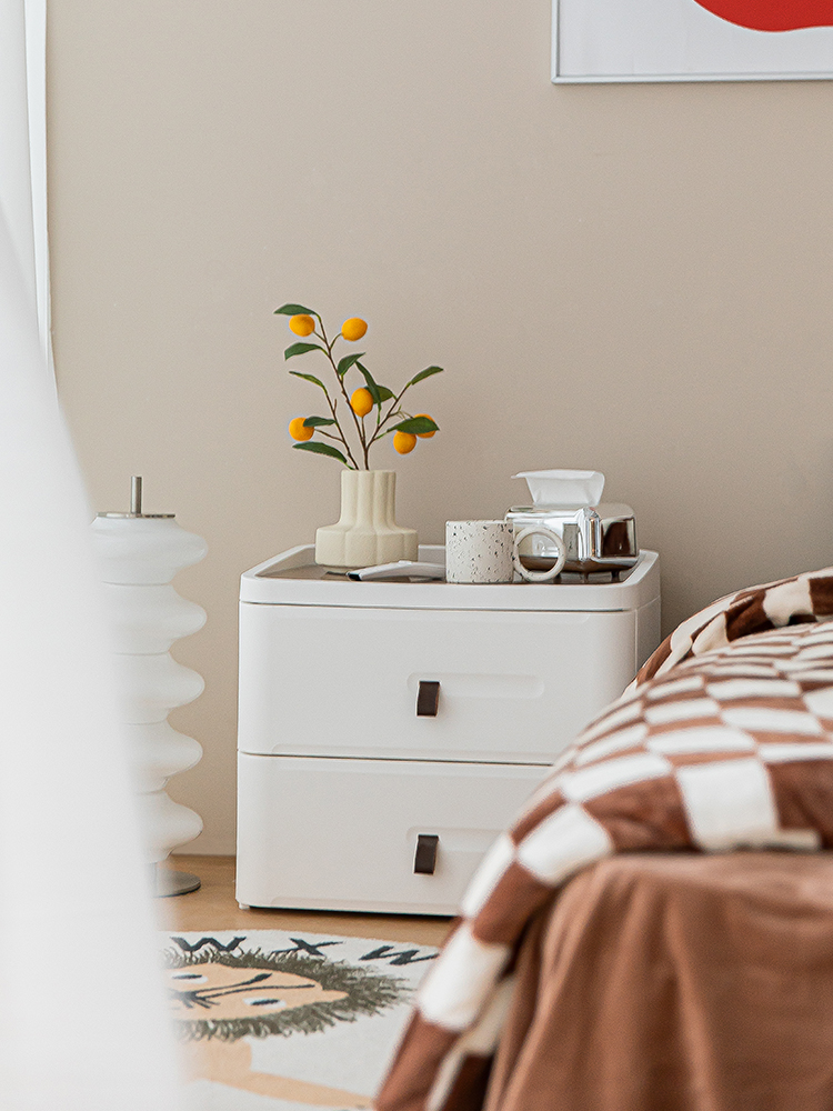 日式塑料床頭櫃 網紅ins風簡約床邊櫃 家用臥室收納櫃