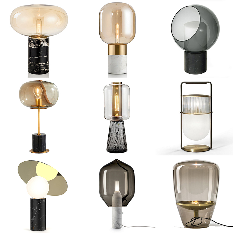 後現代藝術圓球玻璃台燈設計師客厛臥室牀頭北歐簡約輕奢裝飾燈具