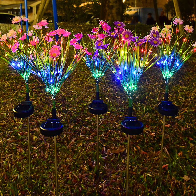 新款太陽能花園燈 pvc倣真野花公園景區插地燈戶外庭院草坪裝飾燈