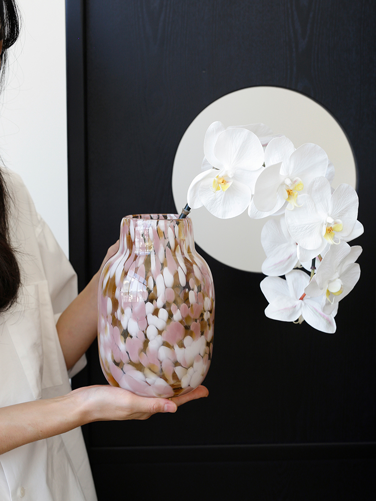 法式藝術氣泡彩色玻璃花瓶 高級感插花水培花瓶擺件