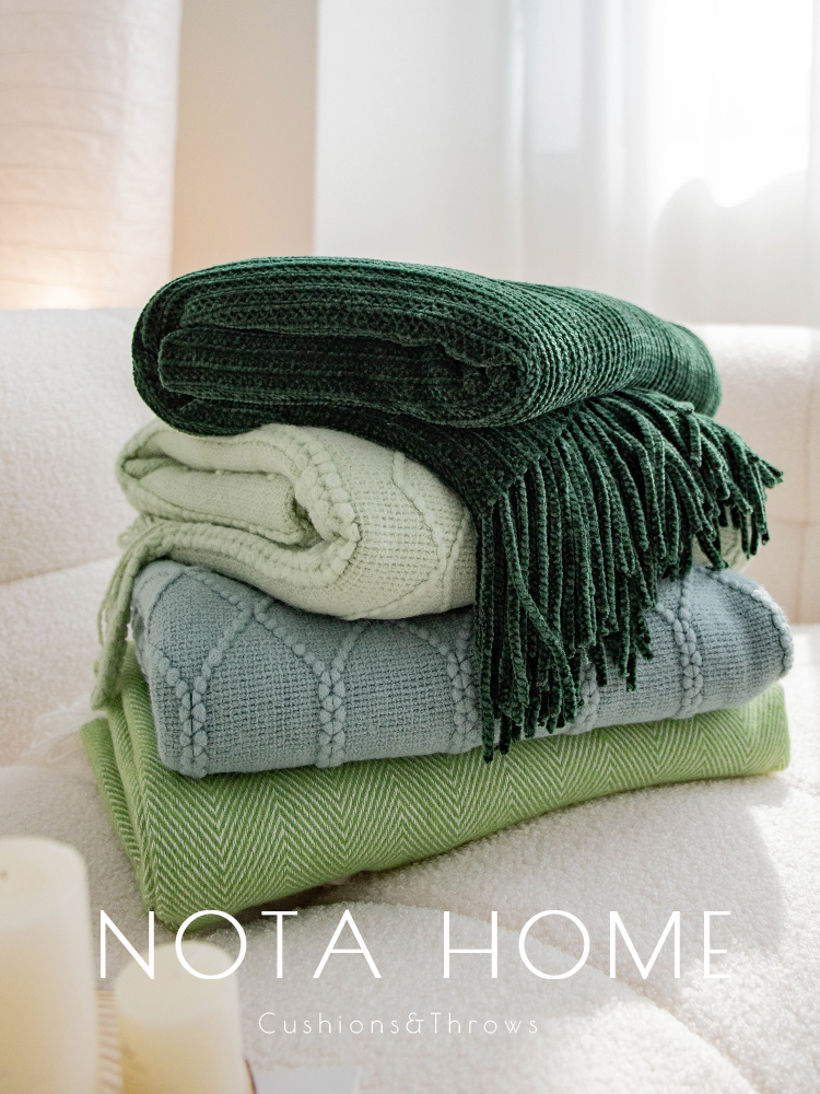 舒適溫暖北歐風情沙發毯純色蓋毯辦公室午睡針織毯披肩