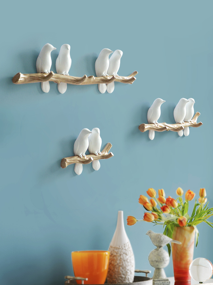 北歐風立體小鳥造型裝飾掛鉤 簡約創意玄關進門門後房間牆上掛衣鉤