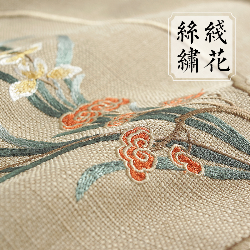 新中式中式繡花抱枕靠墊紅木沙發靠墊床頭靠背含芯中國風棉麻靠枕腰枕