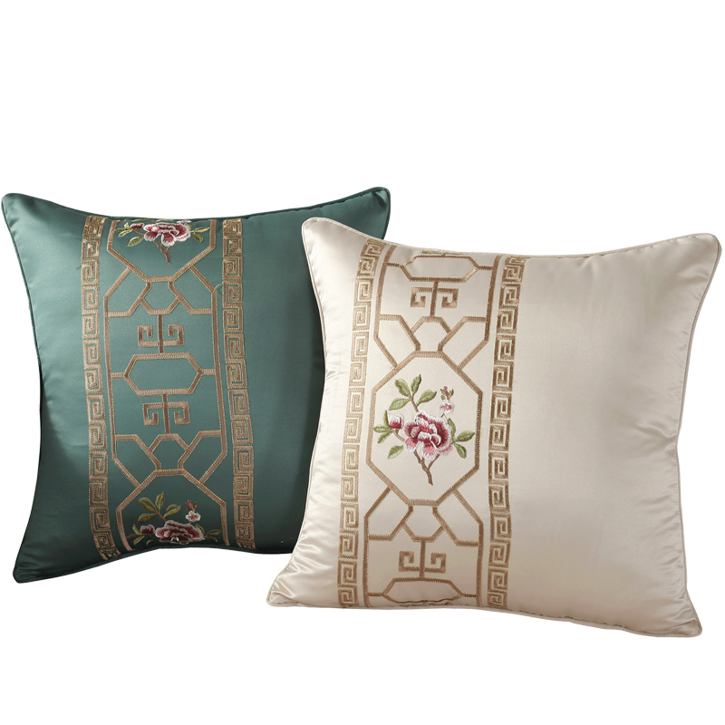 新中式刺繡抱枕套腰枕客廳沙發靠墊家用大靠枕抱枕套含枕芯枕套 (8.3折)
