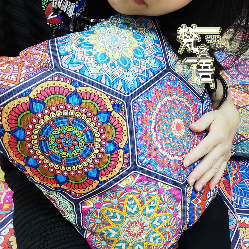 東南亞幾何曼達拉圖案亞麻抱枕套45x45公分枕套與填充物可選購 (8.3折)