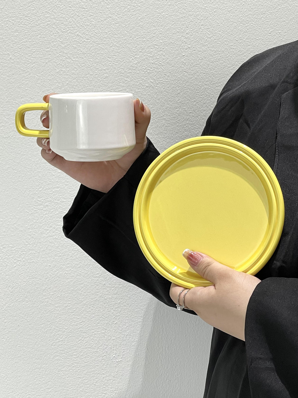 復古撞色系咖啡杯配碟 法式ins風陶瓷馬克杯 高顏值奶茶牛奶杯