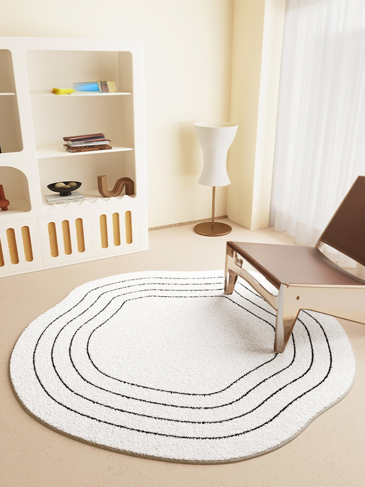 簡約輕奢地毯圓形設計客廳茶几毯北歐風格臥室房間梳妝椅吊籃轉椅地墊
