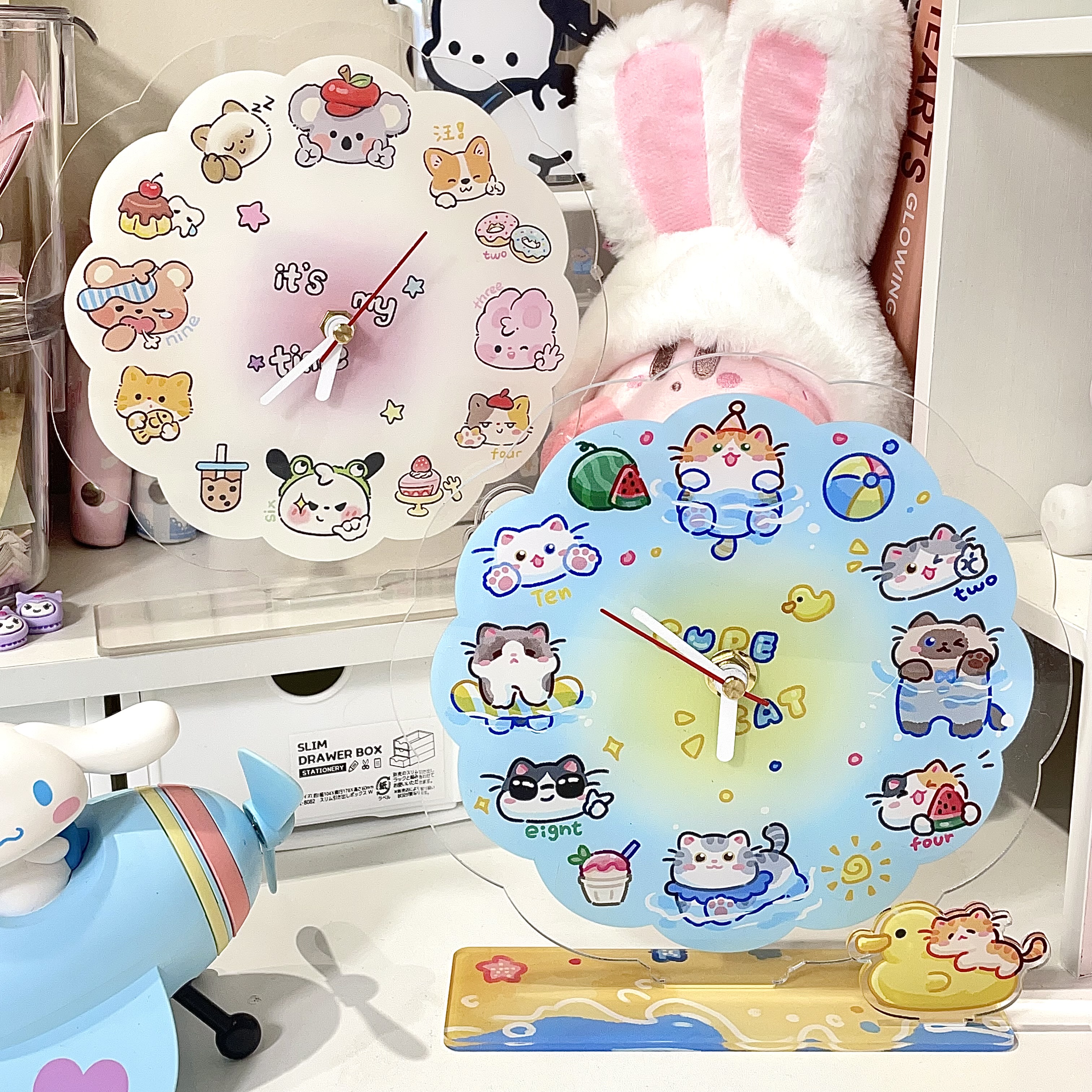 卡通貓咪狗狗桌面時鐘 塑料材質創意裝飾禮物 (8.3折)