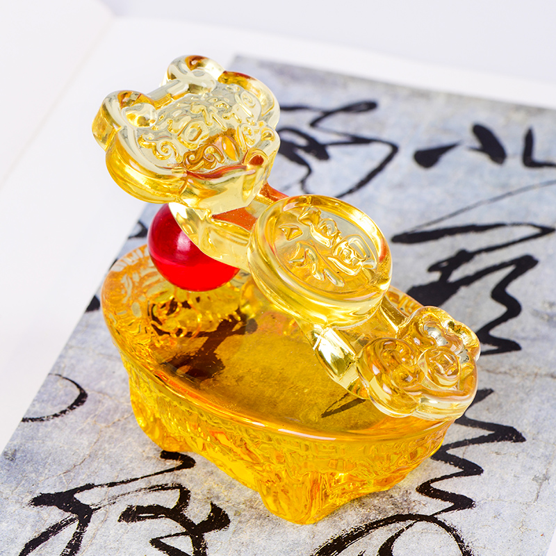 黃水晶元寶如意裝飾擺件 吉祥如意球招財家居客廳裝飾品 (8.3折)