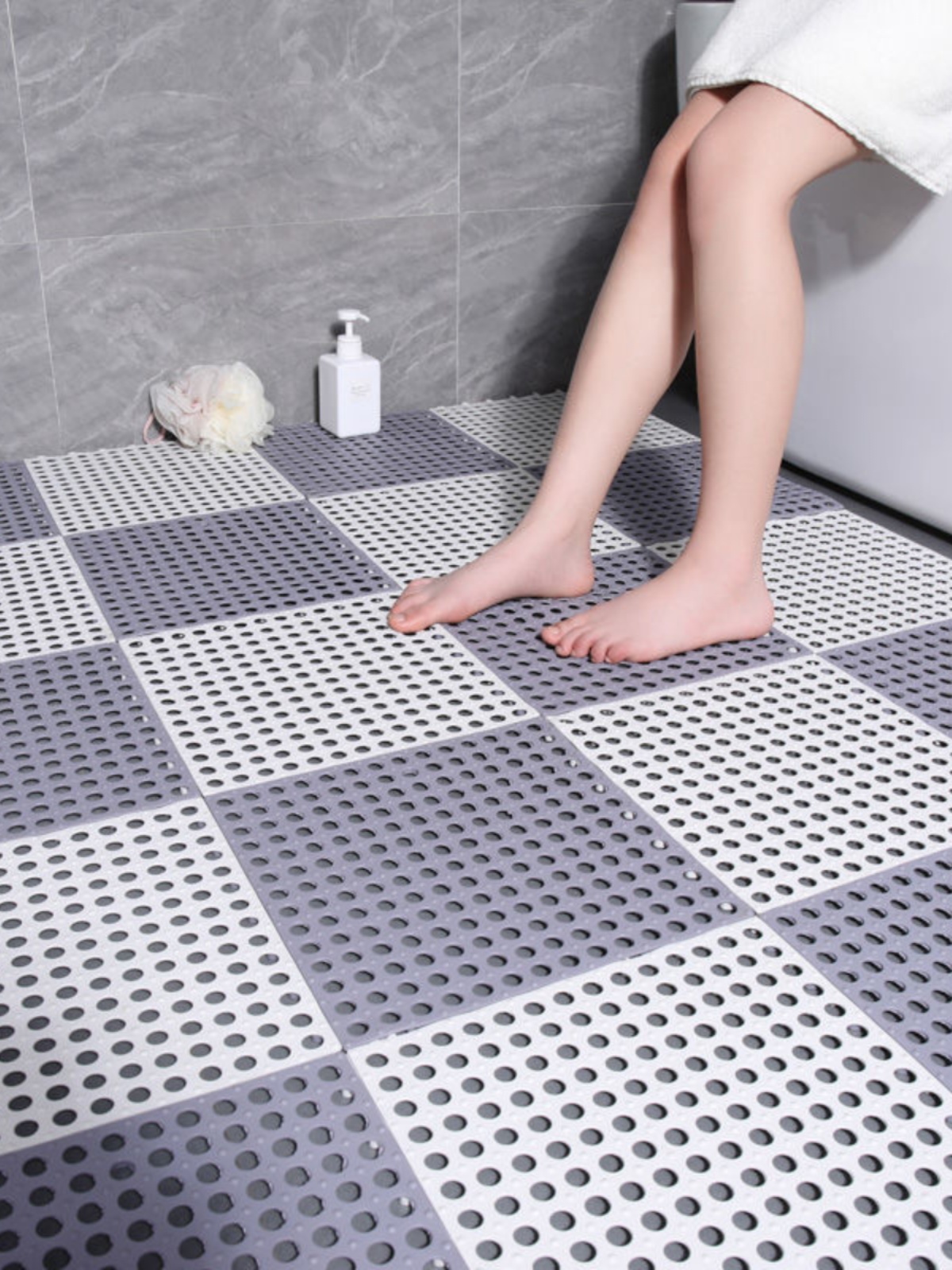 防滑地墊全鋪淋浴洗澡衛生間浴室隔水防水地貼鏤空地墊墊子 (3.4折)