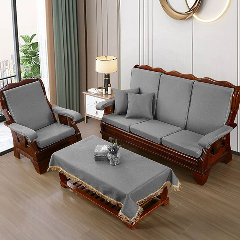 復古中式春秋椅沙發墊亞麻材質防滑抗皺舒適連體加厚設計