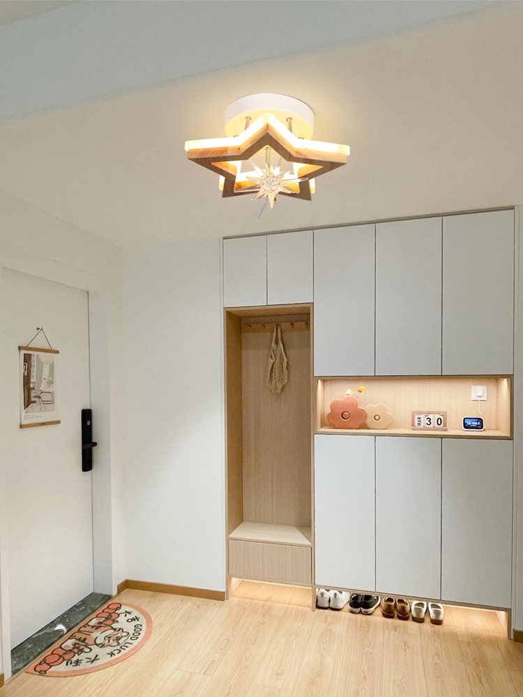 日式實木走廊過道燈入戶玄關燈簡約創意個性小吸頂燈北歐陽台燈具