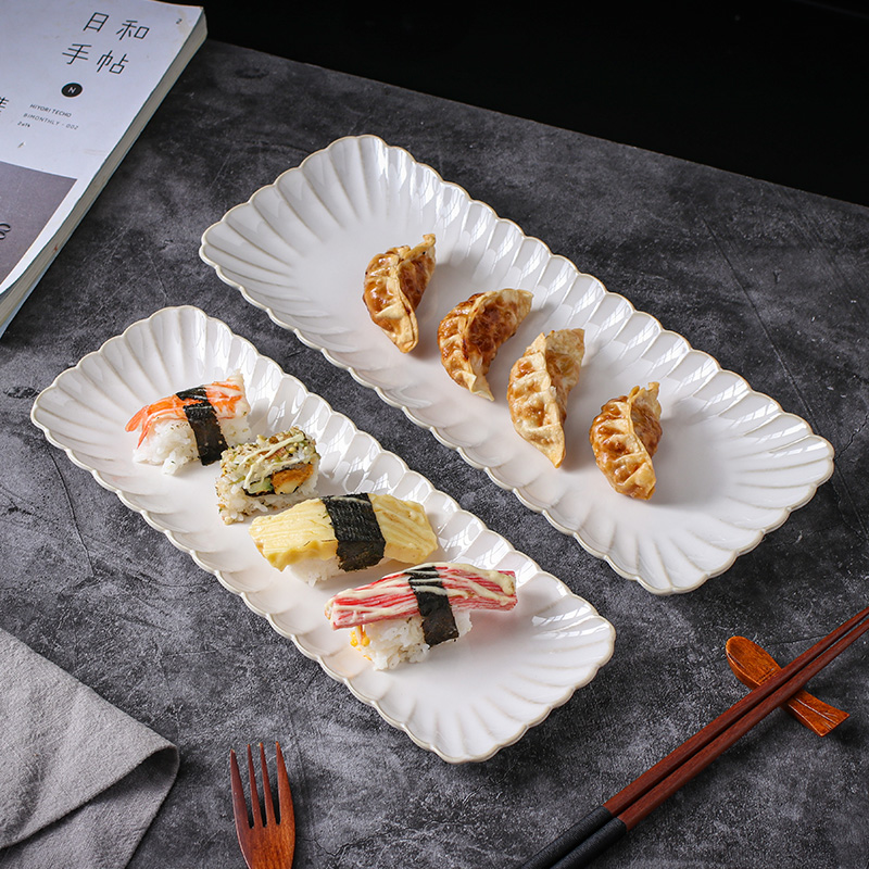 復古菊花造型壽司盤日式風格粗陶窯變釉12或13英寸