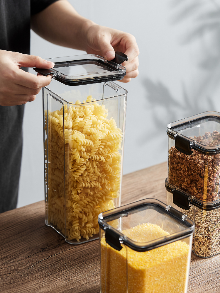 日式透明儲物罐廚房食品級塑料密封罐可分裝五穀雜糧乾貨食品