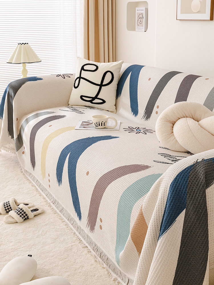 彩繪風格混紡材質沙發墊防塵防貓抓抗皺給您舒適的沙發體驗 (4.1折)