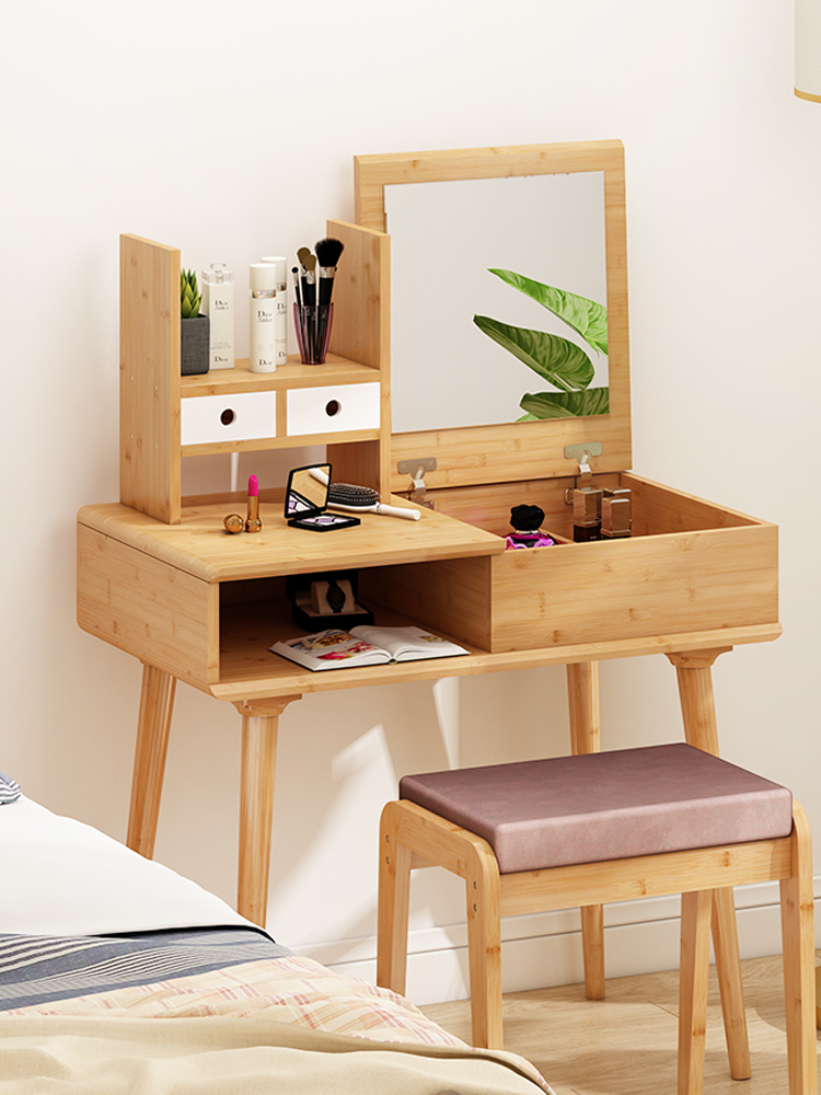 臥室繙蓋梳妝台小戶型現代簡約化妝台桌梳妝台收納櫃一躰網紅實木