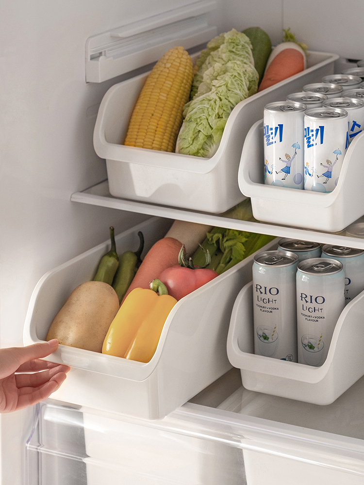 日式風懶角落冰箱收納盒塑料家用整理盒儲物盒多款尺寸選擇讓你輕鬆整理冰箱空間