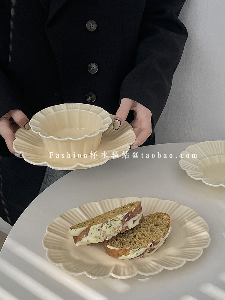 法式花型碗碟套裝 高顏值早餐碗 蛋糕甜品盤 意麵盤