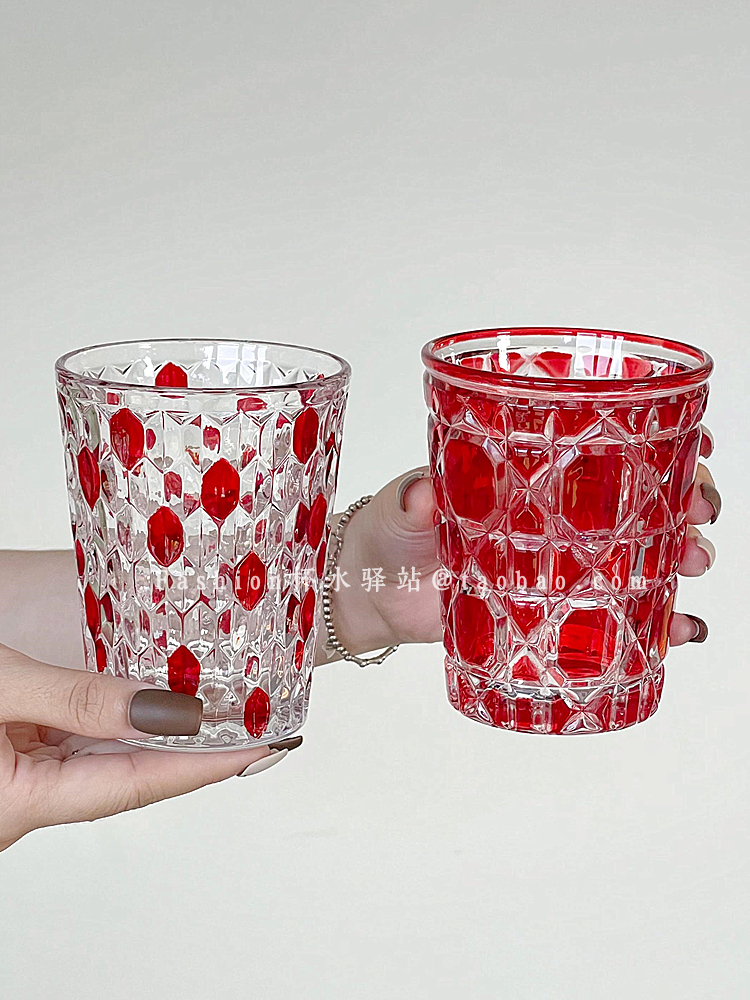 耀眼奪目紅寶石水晶玻璃杯簡約風ins居家酒吧專用