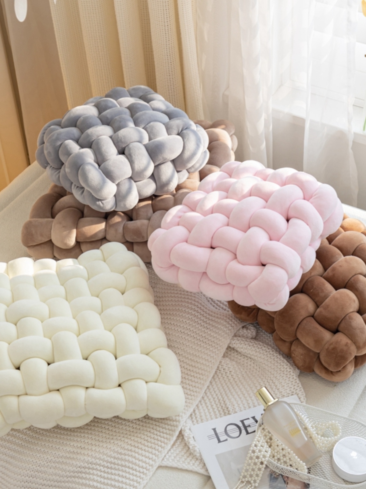 創意可愛造型毛絨編織布藝抱枕 沙發床頭坐墊靠墊 北歐風