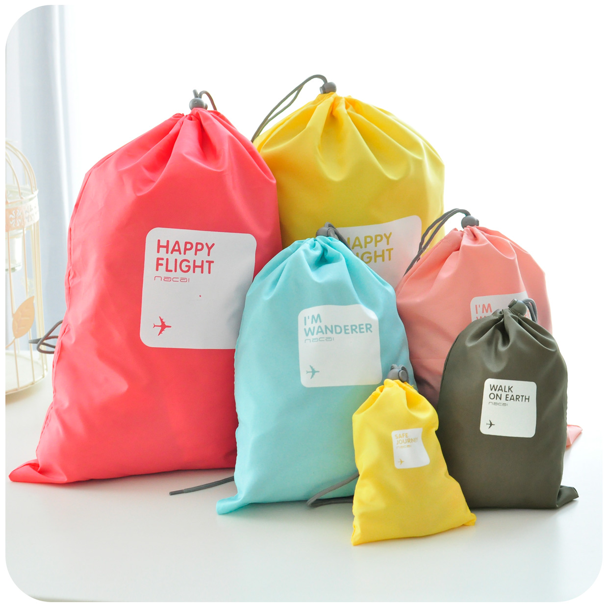 清新簡潔防水整理袋 衣物分類收納旅行四個入