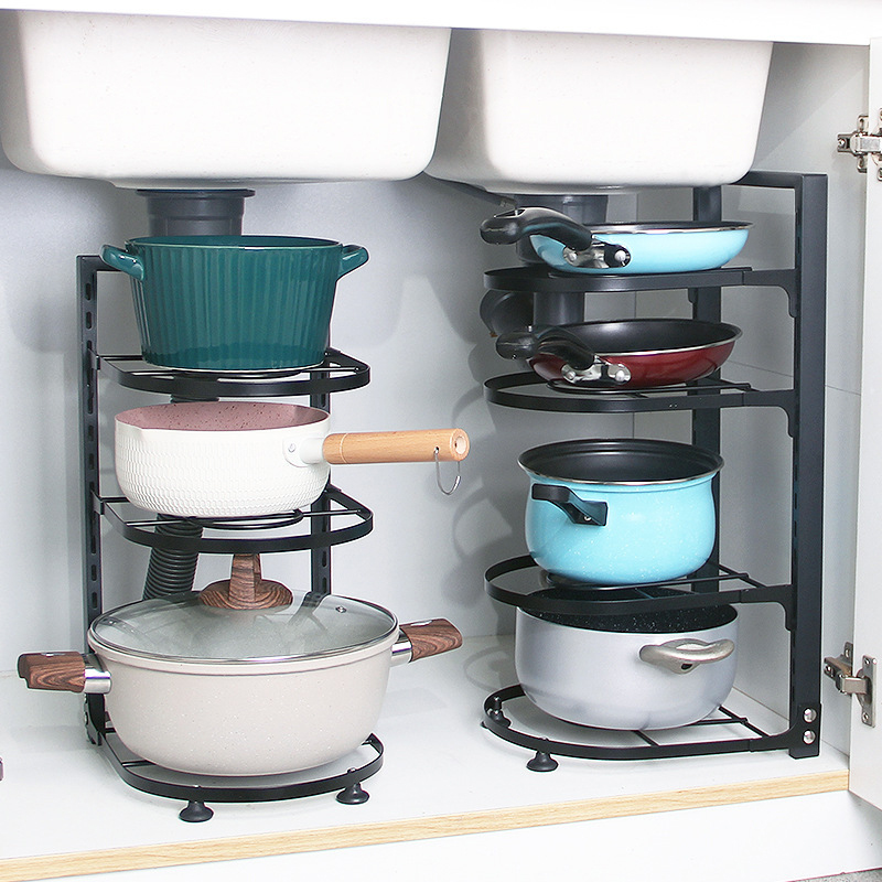 廚房多層重鍋架日式風格防鏽免打孔安裝鍋具收納好幫手