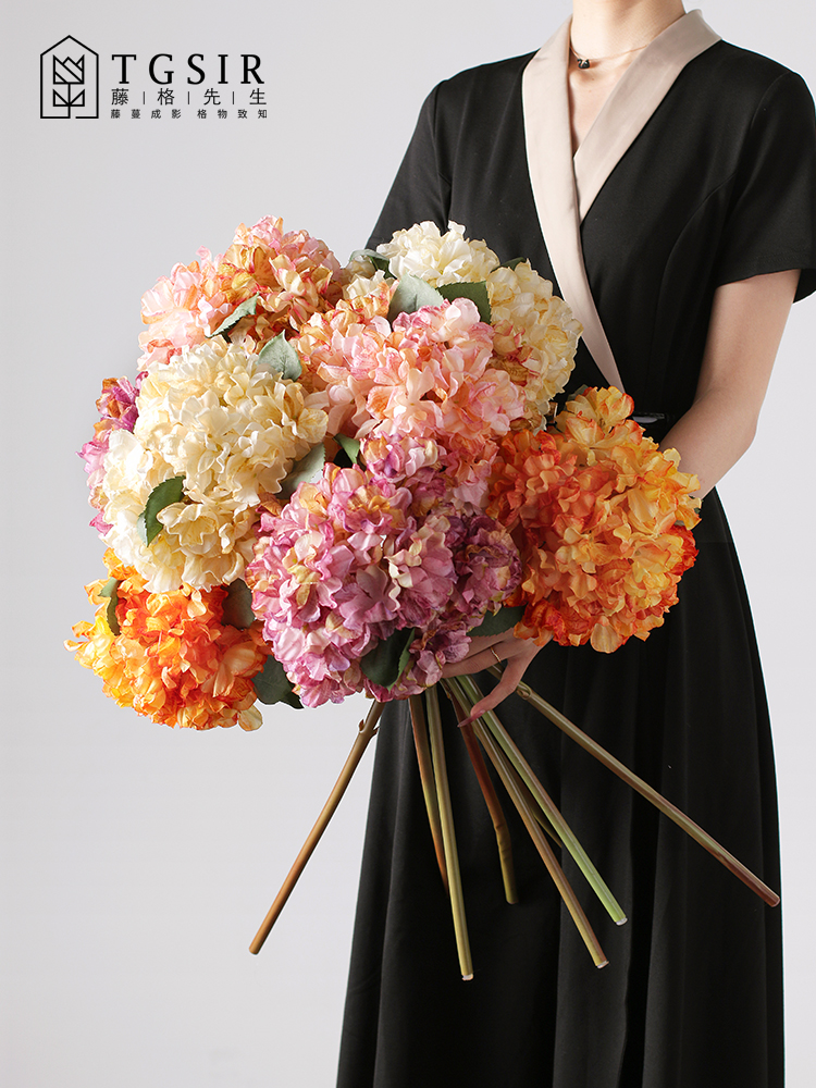 浪漫氛圍法式繡球仿真花婚禮佈置 輕奢高雅裝飾插花