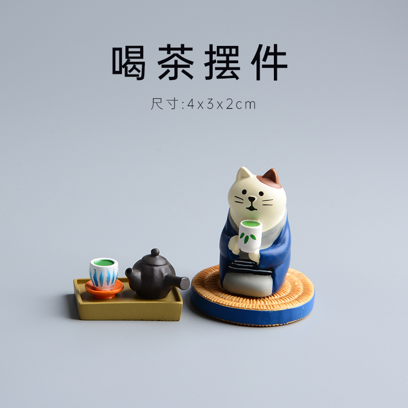 日式療癒貓咪茶寵車載擺件裝飾桌面微景觀享受寧靜時光