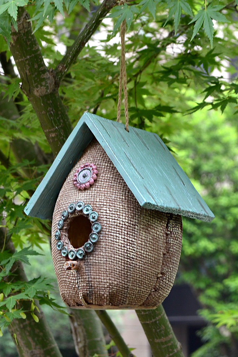 田園風格別墅花園樹脂小鳥窩擺件裝飾戶外庭院