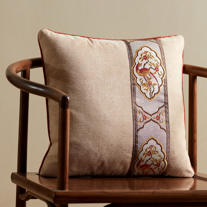 中國風刺繡抱枕靠墊 紅木沙發靠枕腰枕 中式抱枕套 不含芯 大靠背墊