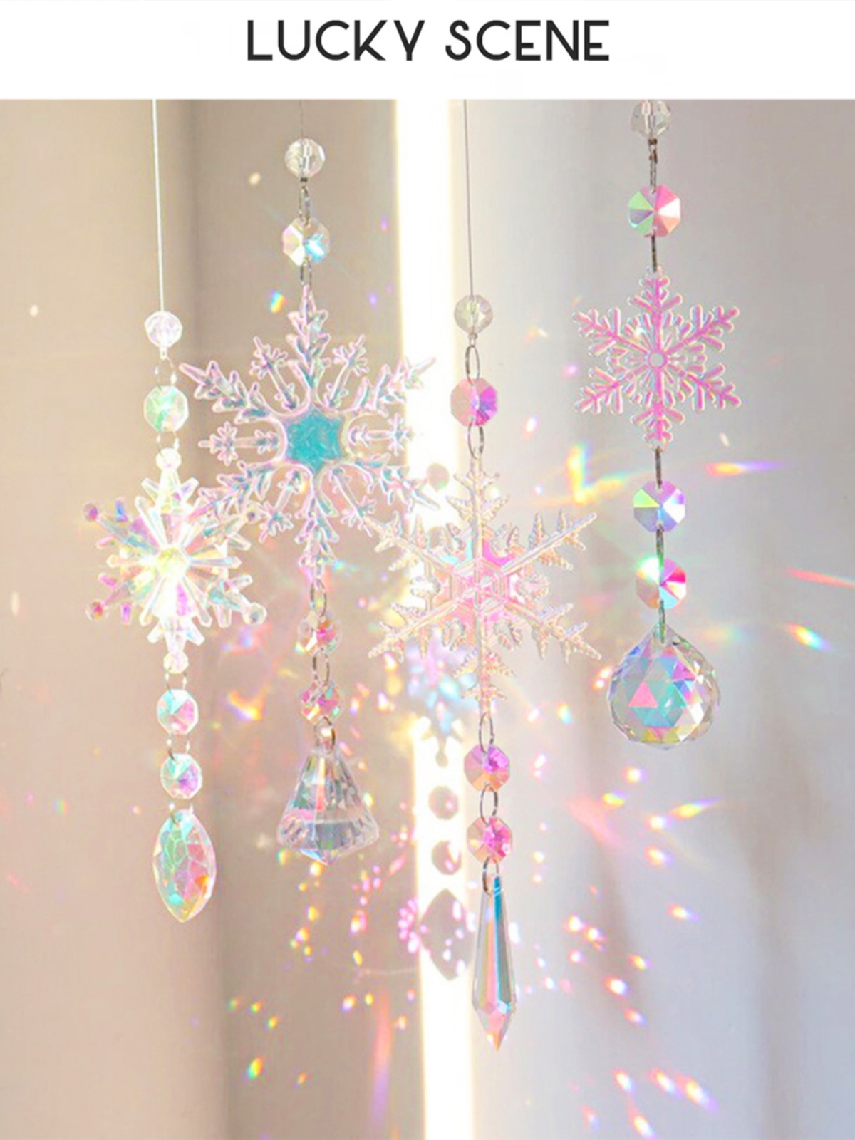 雪花水晶燈吊墜簡約現代掛飾 聖誕節裝飾透明閃光掛件 (8.3折)