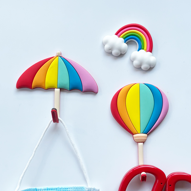 個性創意冰箱貼 彩虹掛鉤 磁吸熱氣球雨傘 側面收納 門上磁性貼吸鐵石