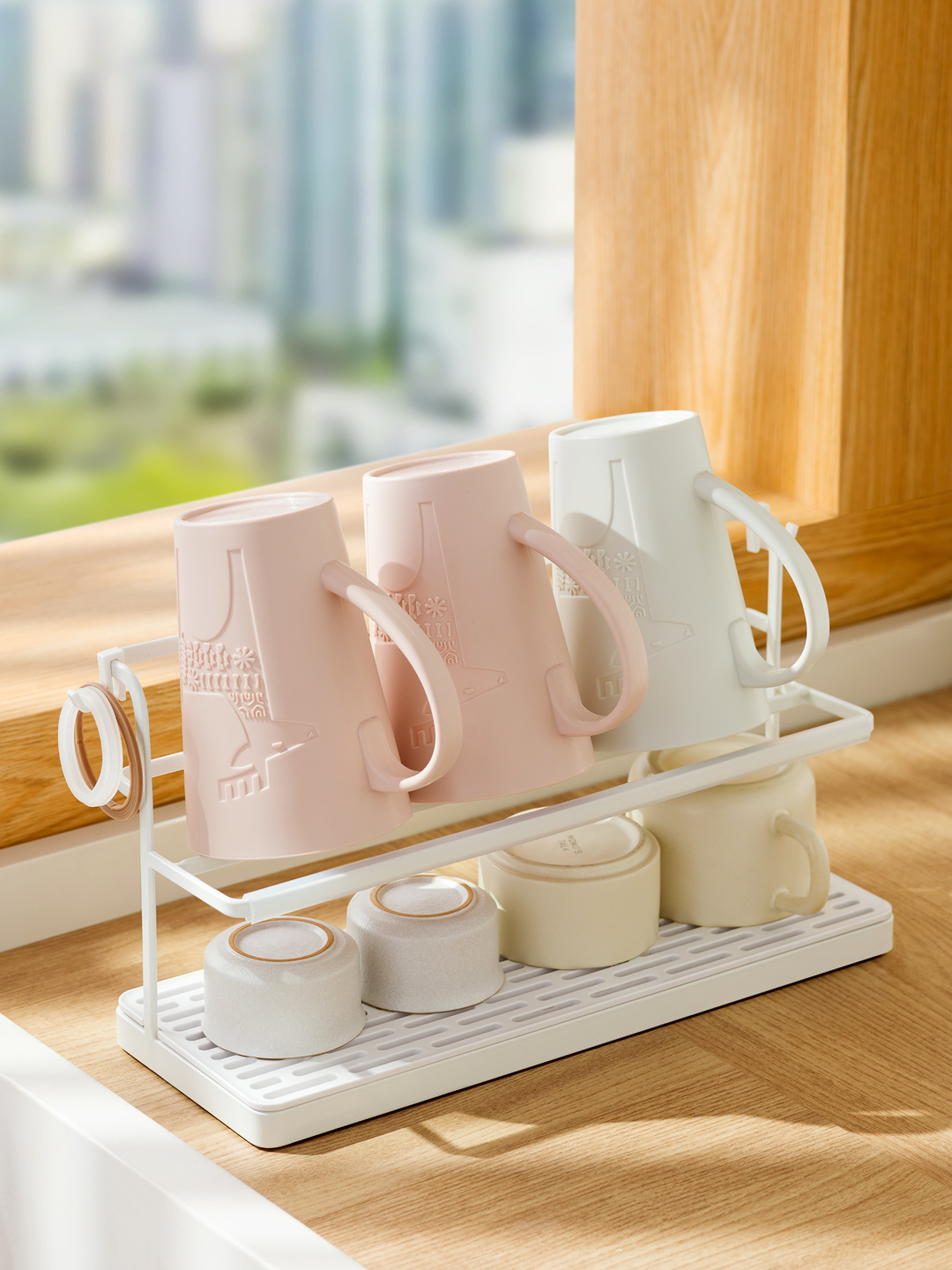簡約免安裝水杯架玻璃杯託盤掛茶杯茶具放杯子架子收納置物架家用客廳