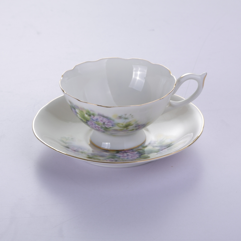 復古紫色描金骨瓷咖啡杯託碟 精緻歐式風格單個銷售