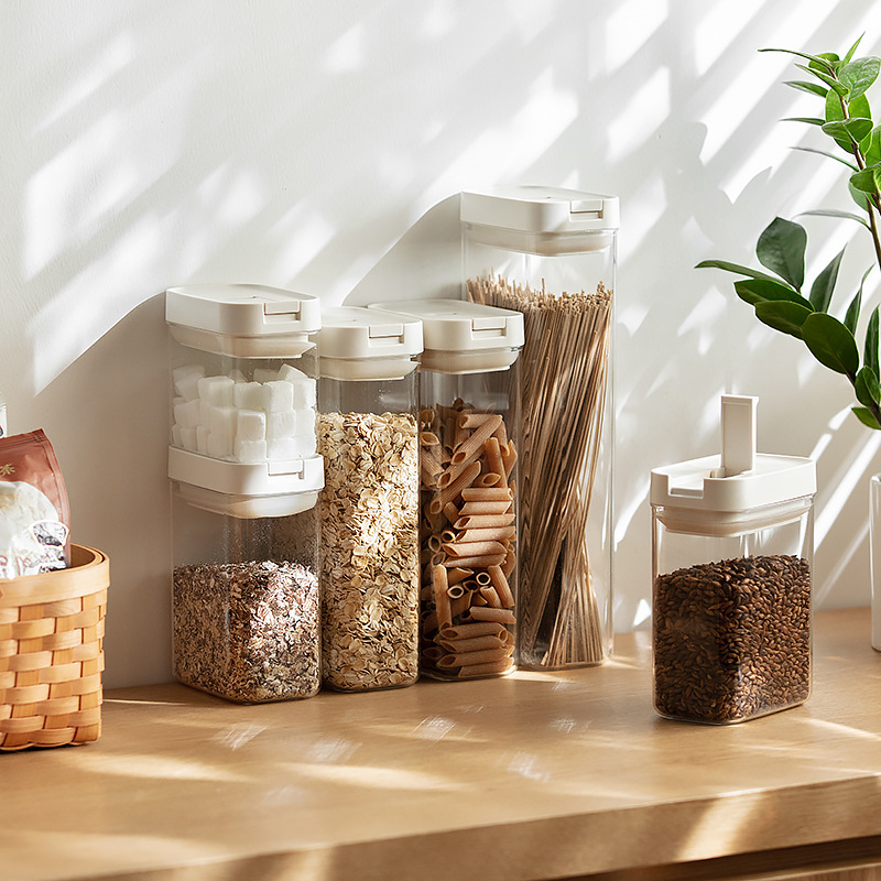 日式風格塑料密封罐 廚房透明奶粉儲存罐 防潮保鮮收納盒