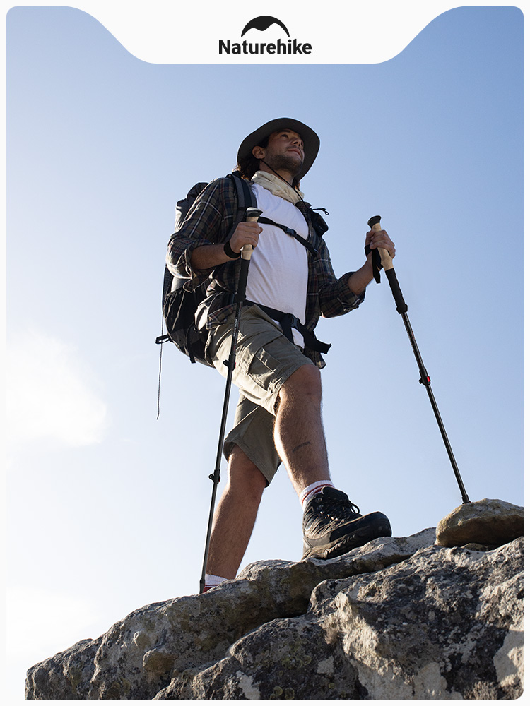 naturehike挪客遠風碳素登山杖 輕量碳纖維3節伸縮手杖 男女通用
