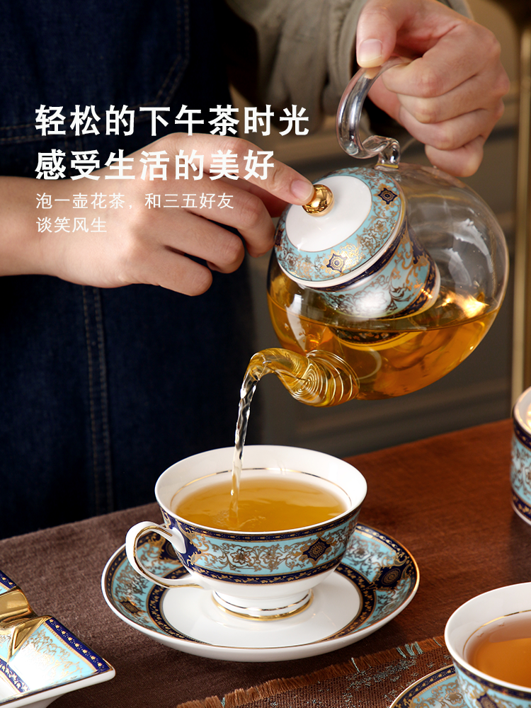 英式下午茶 陶瓷花茶壺 蠟燭加熱底座 歐式宮廷風 精緻茶具套裝 (5.8折)