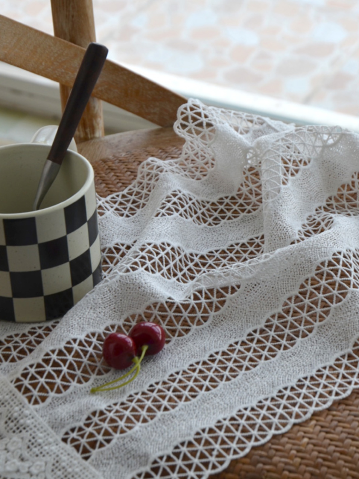 條紋蕾絲花邊餐桌旗 法式清新 輕奢高級 簡約現代 北歐風 餐桌裝飾 (1.6折)