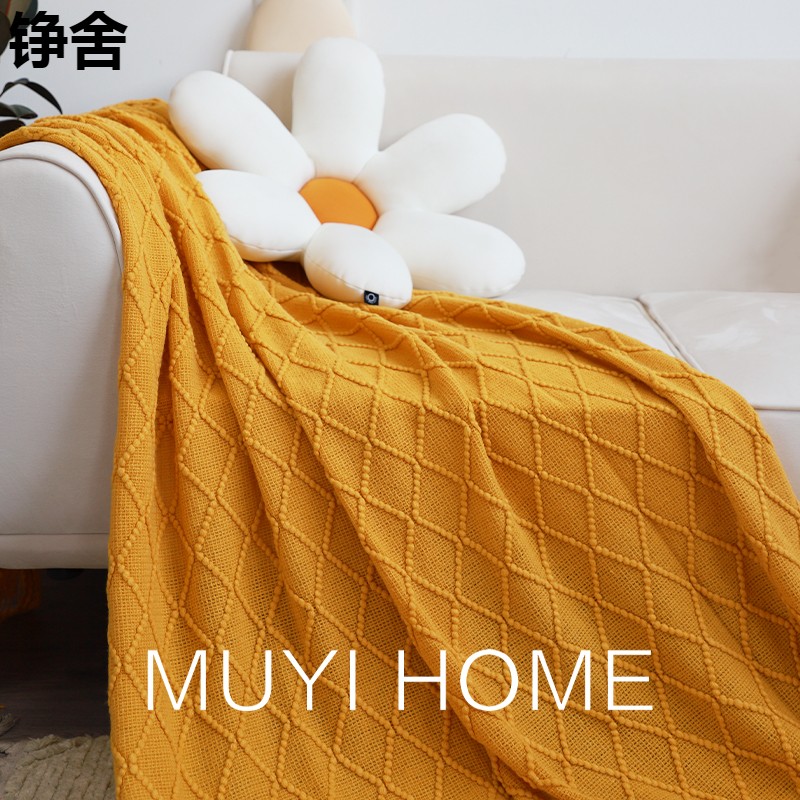北歐風格菱格紋腈綸毯子溫馨舒適四季通用臥室床尾沙發皆適宜