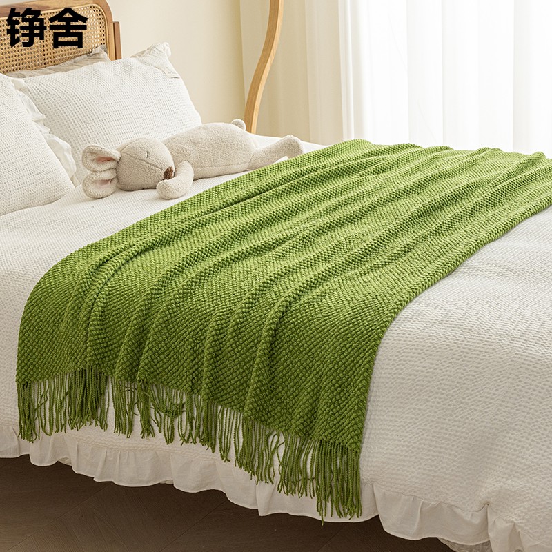 北歐風復古針織毯 精緻民宿床尾裝飾毯 床搭輕奢午睡毯蓋毯沙發毯子